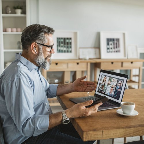 person using video call Central Carpet Interiors Beavercreek, OH